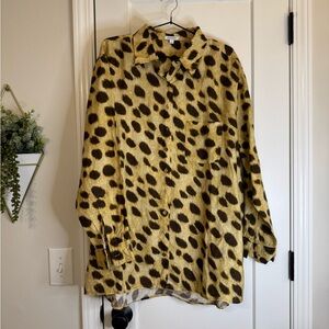 WeWoreWhat Animal Print tunic Button Down Top